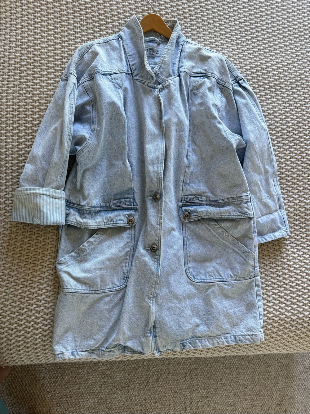 Late 80s early 90s Stefano world wide denim trench coat barn jacket acid wash